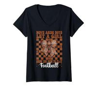Womens Let A Girl Show You How To Play Football American Football V-Neck T-Shirt