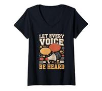 Women's Let Every Voice Be Heard Speech Therapy SLP V-Neck T-Shirt