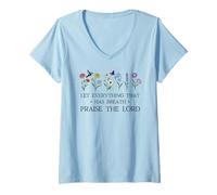 Womens Let Everything That Has Breath Praise The Lord Psalm 150 6 V-Neck T-Shirt