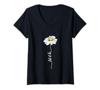 Womens Let It Be Daisy V-Neck T-Shirt