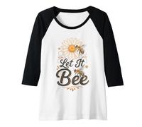 Womens Let It Bee Cute Honey Bee Wildflower Floral Women Raglan Baseball Tee