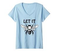 Women's Let it Bee Sign,Be Kind Queen Bee Lovers Bee Kind Bee Design V-Neck T-Shirt
