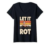 Women's Let It Rot Funny Composting Worm Gardening V-Neck T-Shirt