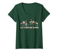 Womens Let Kindness Bloom Be Kind Wildflowers Graphic Men Women V-Neck T-Shirt