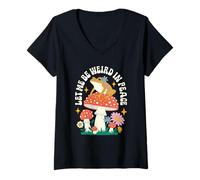 Womens Let me be Weird in Peace Frog V-Neck T-Shirt