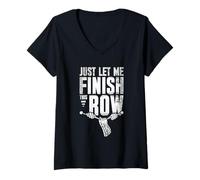 Women's Let Me Finish This Row Knitting Lover Craft Life Knitting V-Neck T-Shirt