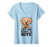 Womens Let Me Have A Bite - Funny Golden Retriever Cookie Lover V-Neck T-Shirt