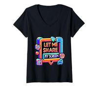 Womens Let Me Share My Screen Remote Meetings Employee |- V-Neck T-Shirt