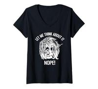 Women's Let Me Think About It Nope Tibetan Terrier V-Neck T-Shirt