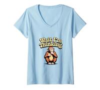 Womens Let Me Think Monkey for People Funny Meme I'm Thinking V-Neck T-Shirt