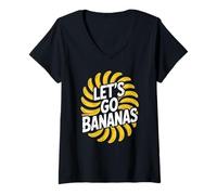 Women's Let’s Go Banana Fun Jungle Adventure Design V-Neck T-Shirt