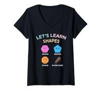 Womens Let’s Learn Shape Hexagon Pentagon Octagon My-Mom is Gone V-Neck T-Shirt