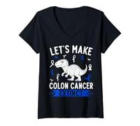 Womens Let’s Make Colon Cancer Extinct Dinosaur Awareness V-Neck T-Shirt