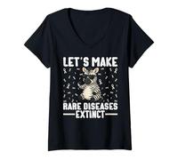Womens Let’s Make Rare Diseases Extinct Dinosaur Awareness V-Neck T-Shirt