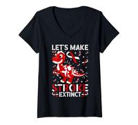Womens Let’s Make Stroke Extinct Dinosaur Awareness V-Neck T-Shirt
