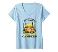 Women's Let’s Sit by The Campfire Watch People Campers Sarcastic V-Neck T-Shirt