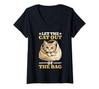 Womens Let The Cat Out Of The Bag Idiom Expression Sarcasm - V-Neck T-Shirt