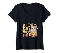 Womens Let The Cat Out Of The Bag Idiom Expression Sarcasm ------ V-Neck T-Shirt