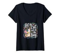 Womens Let The Cat Out Of The Bag Idiom Expression Sarcasm -------- V-Neck T-Shirt