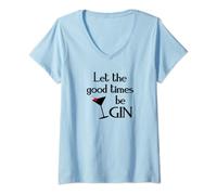 Womens LET THE GOOD TIMES BE GIN Tonic Cocktail Alk Gift V-Neck T-Shirt