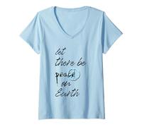 Womens Let There Be Peace Anti War No War Stop Wars V-Neck T-Shirt