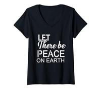 Womens Let There Be Peace Anti War No War Stop Wars V-Neck T-Shirt