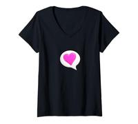 Womens Let Your Heart Speak - Speech Bubble with Heart Symbol V-Neck T-Shirt