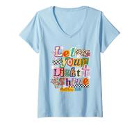 Women's Let Your Light Shine Matthew 5:16 Collage Art V-Neck T-Shirt