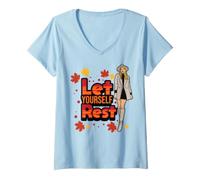 Women's Let Yourself Rest. Happy Autumn Ya'll. Women luv Fall Coats. V-Neck T-Shirt