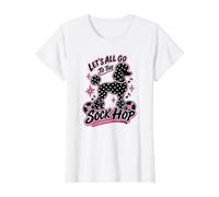Women's Let's All Go to The Sock Hop Poodle Polka Dot 1950's Party Value Graphic T-Shirt