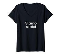 Women's Let's be Friends. Funny Italian Word V-Neck T-Shirt
