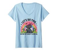 Womens Lets Do This Before My Anxiety Kicks in Funny Women Girl V-Neck T-Shirt