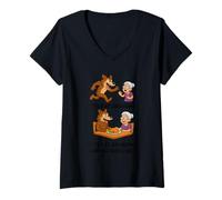 Womens Lets Eat Grandma Lets Eat Grandmas Save Lives Wolf V-Neck T-Shirt