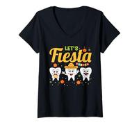 Women's Let's Fiesta Dentist Dental Funny Teeth Cinco De Mayo V-Neck T-Shirt