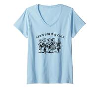 Women's Let's Form A Cult - Funny Retro Dark Humour Satire V-Neck T-Shirt