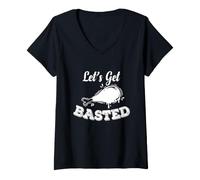 Women's Let's Get Basted Turkey V-Neck T-Shirt