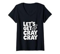 Women's Let's Get Cray Cray for Crayfish Lovers V-Neck T-Shirt