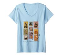Womens Let's Get Halloweird Witch Pumpkin Cat V-Neck T-Shirt