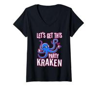 Womens Let's Get Kraken V-Neck T-Shirt