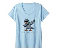 Womens Lets Get This Bread Dabbing Pigeon Funny Pun V-Neck T-Shirt