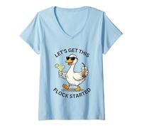Women's Let's get This Flock Started Funny Drinking Age Party V-Neck T-Shirt