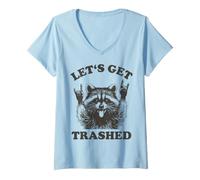 Women's Lets Get Trashed Raccoon Stuff Trash Panda Funny Raccon V-Neck T-Shirt