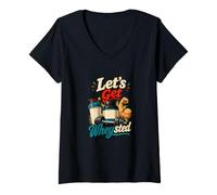 Women's Let's Get Wheysted Weightlifting Humor V-Neck T-Shirt