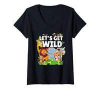 Womens Let's Get Wild Zoo Party A Day at The Zoo Safari Zoo Animal V-Neck T-Shirt