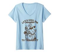Women's Let's Give 'Em Pumpkin Duck Fall Pun V-Neck T-Shirt