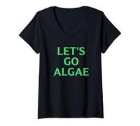 Women's Let's Go Algae Funny Reflecting Pool Political Satire V-Neck T-Shirt