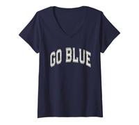 Women's Let's GO Blue Competition Summer Camp War Game Team Building V-Neck T-Shirt
