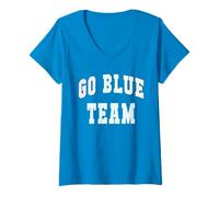 Women's Let's GO Blue Team Match War Game Day Competition Counselor V-Neck T-Shirt
