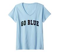 Women's Let's GO Blue Team Spirit Week War Game Day Summer Camp V-Neck T-Shirt