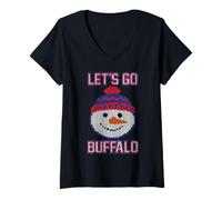 Womens Let's GO Buffalo - NY Holiday 716 Snowman Ugly Sweater Bflo V-Neck T-Shirt